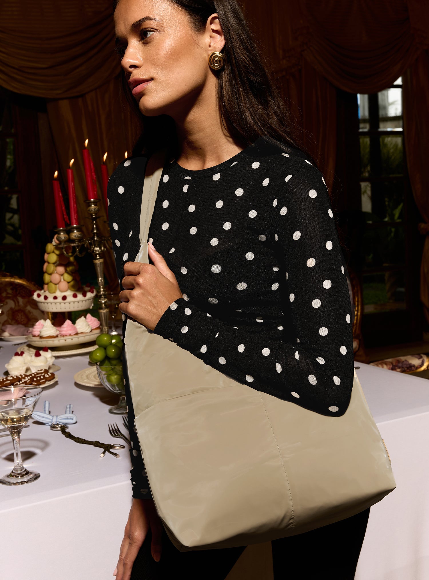 Polka Dot Mesh Top (Noir)