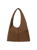 The Arc slouchy hobo-style bag in chocolate brown nylon with adjustable shoulder strap