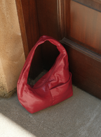 The Mini Arc slouchy hobo-style shoulder bag in red vegan leather for errands, concerts, weekends and everyday use