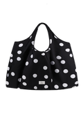 Large Reusable Tote (Polka Dot Black)