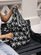 Large Reusable Tote (Ribbons Black)