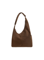 The Midi Arc slouchy hobo-style bag in chocolate brown nylon with adjustable shoulder strap