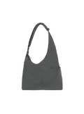 The Midi Arc slouchy hobo-style bag in dark grey nylon with adjustable shoulder strap