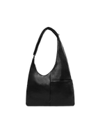 The Midi Arc slouchy hobo-style bag in matte black vegan leather with adjustable shoulder strap
