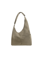 The Midi Arc slouchy hobo-style bag in beige nylon with adjustable shoulder strap