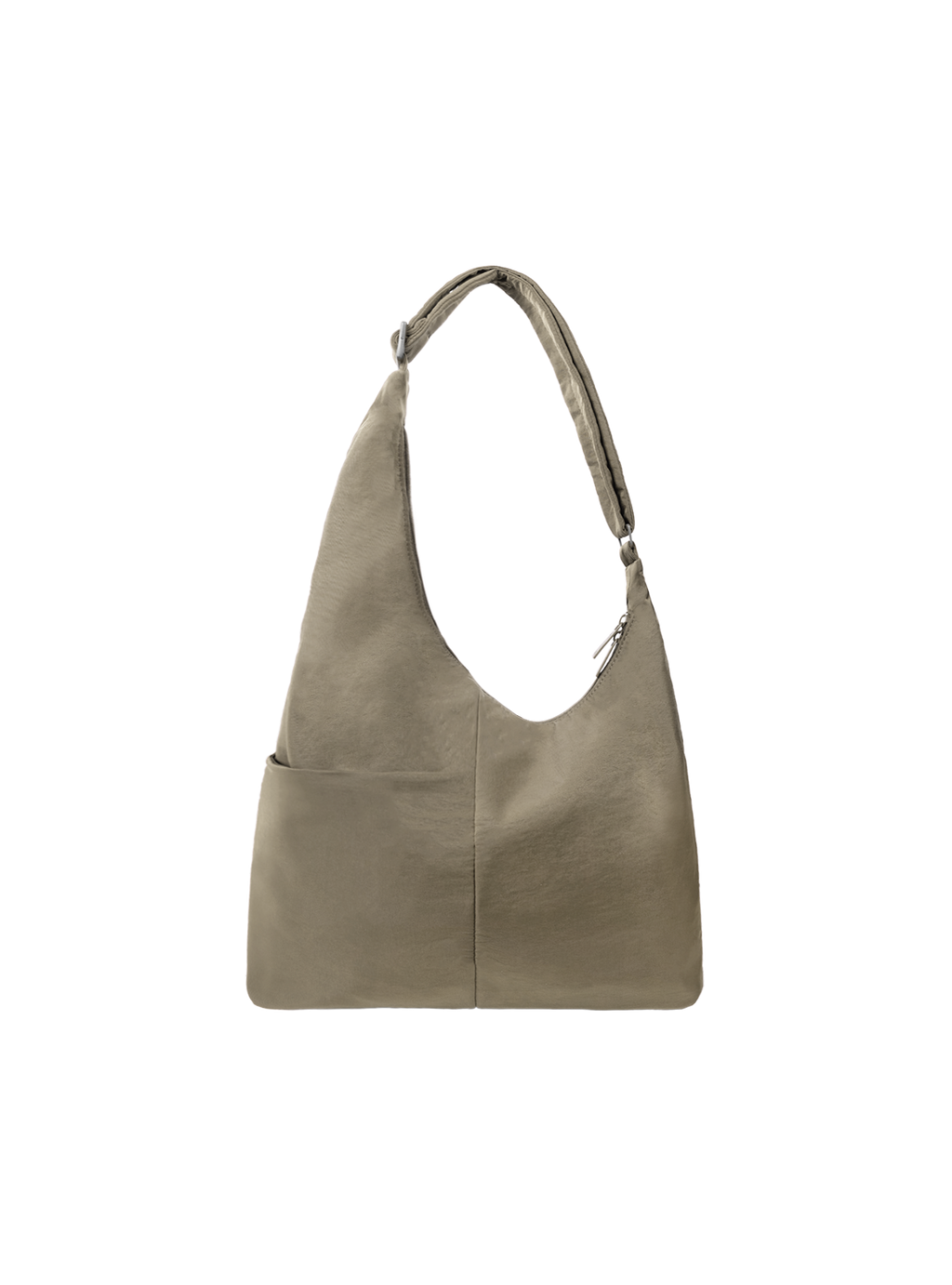 The Midi Arc slouchy hobo-style bag in beige nylon with exterior pockets