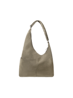 The Midi Arc slouchy hobo-style bag in beige nylon with exterior pockets