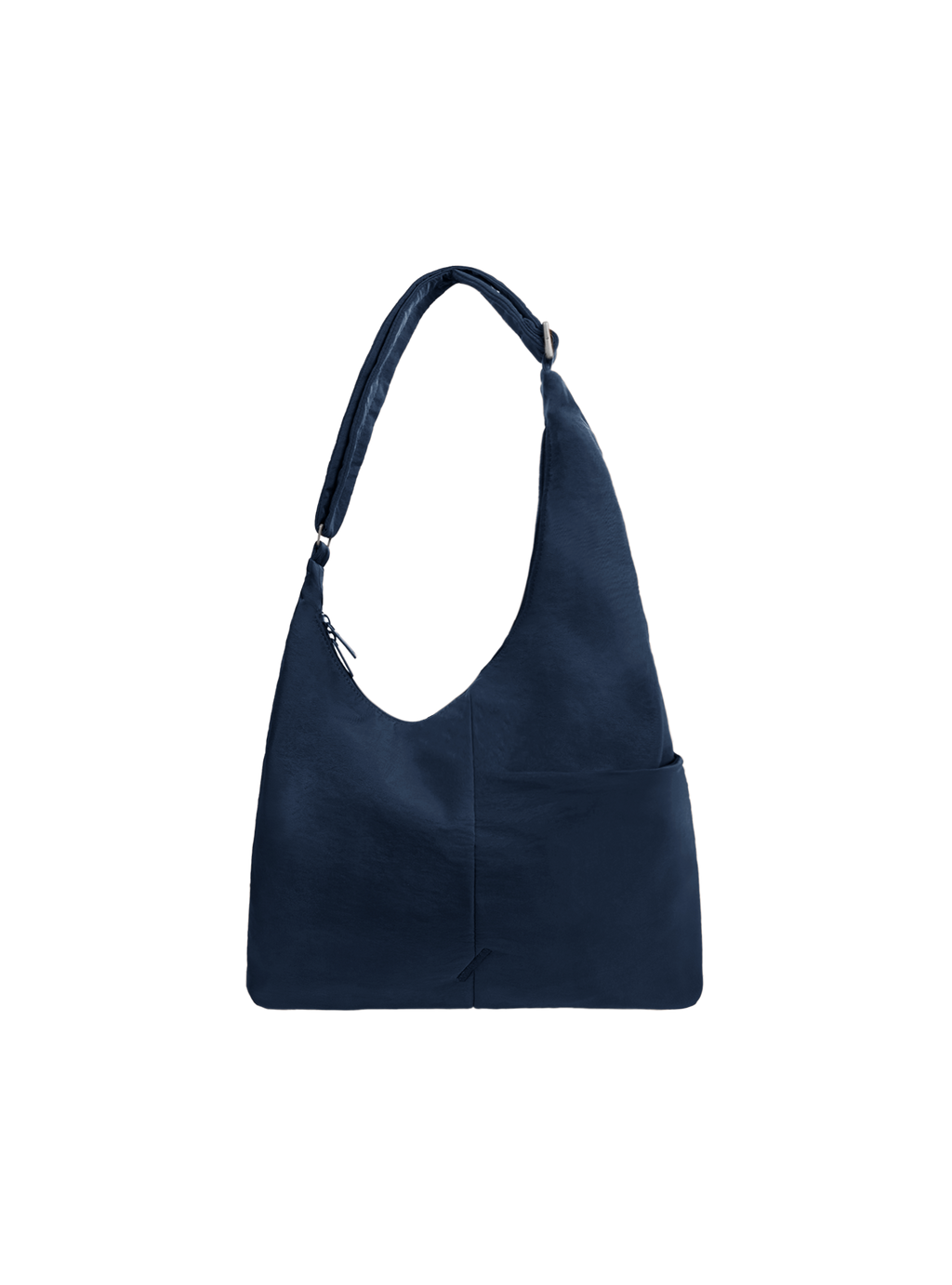 The Midi Arc slouchy hobo-style bag in navy nylon with adjustable shoulder strap