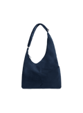 The Midi Arc slouchy hobo-style bag in navy nylon with adjustable shoulder strap