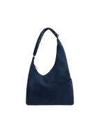 The Midi Arc slouchy hobo-style bag in navy nylon with adjustable shoulder strap