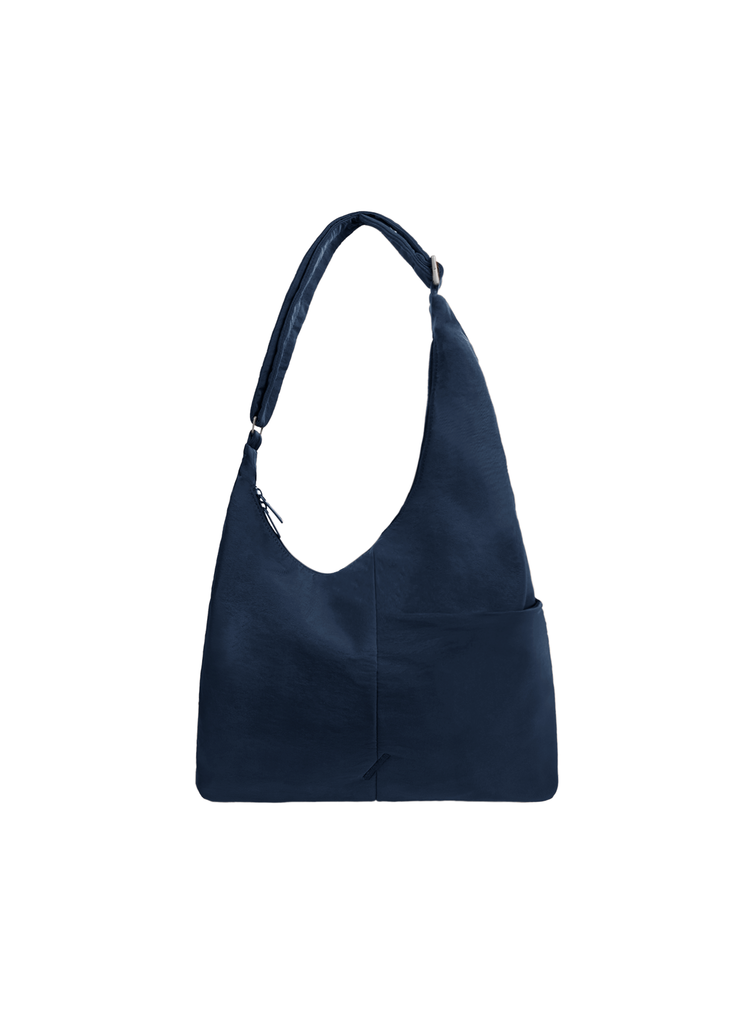 The Midi Arc slouchy hobo-style bag in navy nylon with adjustable shoulder strap