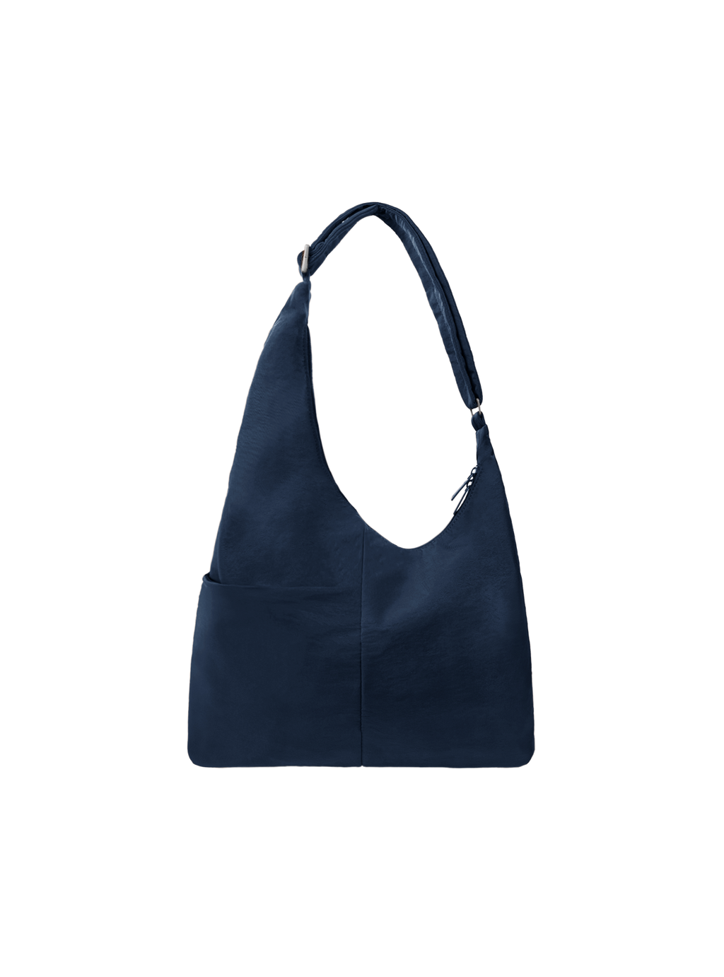 The Midi Arc slouchy hobo-style bag in navy nylon with exterior pockets