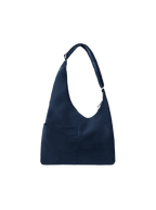 The Midi Arc slouchy hobo-style bag in navy nylon with exterior pockets