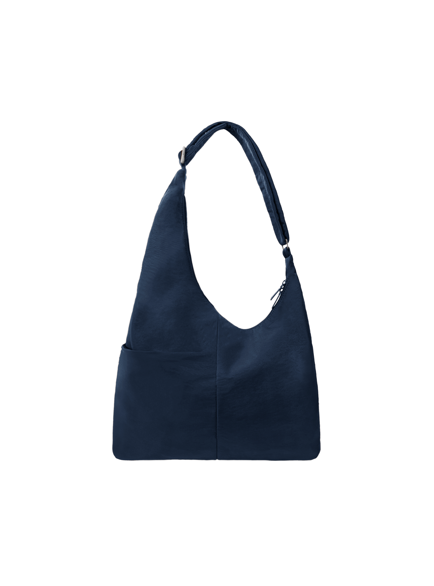 The Midi Arc slouchy hobo-style bag in navy nylon with exterior pockets