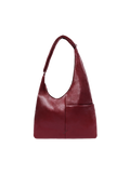 The Midi Arc slouchy hobo-style bag in wine red vegan leather with adjustable shoulder strap