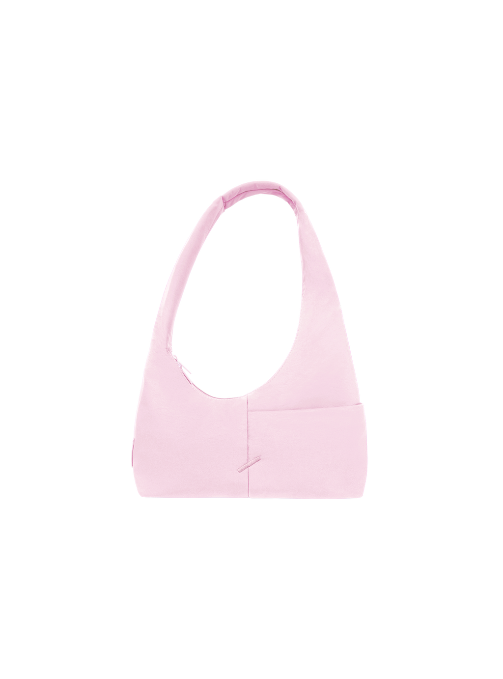 The Mini Arc slouchy hobo-style shoulder bag in light pink nylon with exterior pockets