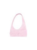 The Mini Arc slouchy hobo-style shoulder bag in light pink nylon with exterior pockets