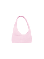 The Mini Arc slouchy hobo-style shoulder bag in light pink nylon with exterior zipped pockets