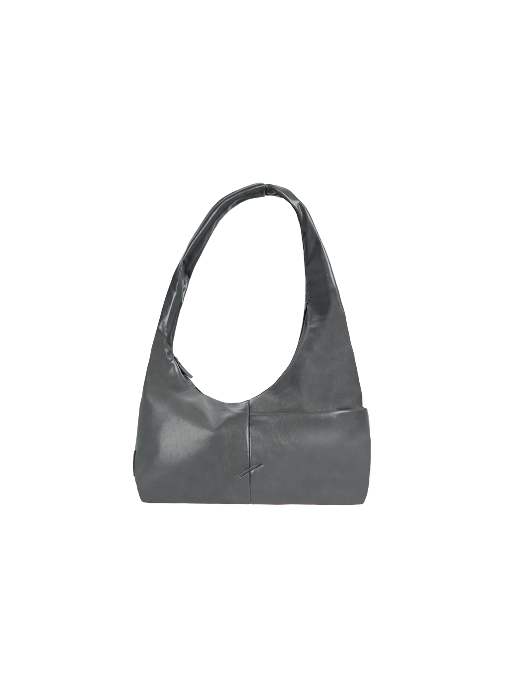 The Mini Arc slouchy hobo-style shoulder bag in deep grey vegan leather with exterior pockets