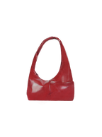 The Mini Arc slouchy hobo-style shoulder bag in red vegan leather with exterior pockets