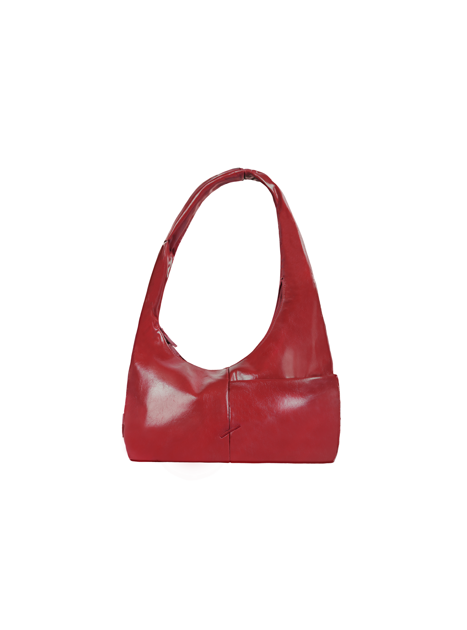 The Mini Arc slouchy hobo-style shoulder bag in red vegan leather with exterior pockets