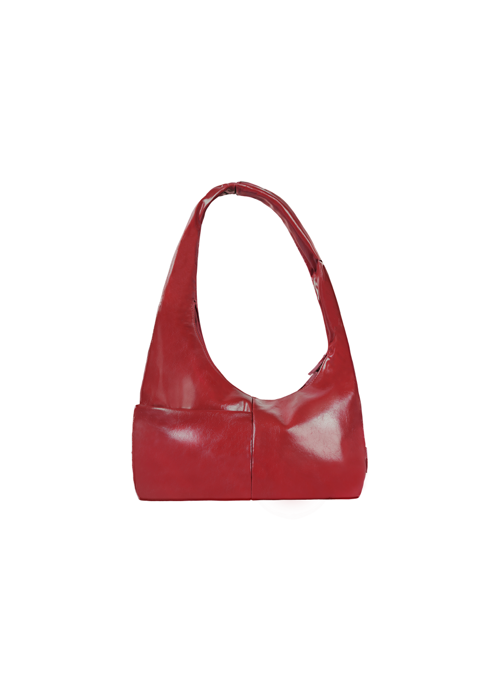 The Mini Arc slouchy hobo-style shoulder bag in red vegan leather with exterior pockets