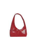 The Mini Arc slouchy hobo-style shoulder bag in red vegan leather with exterior pockets