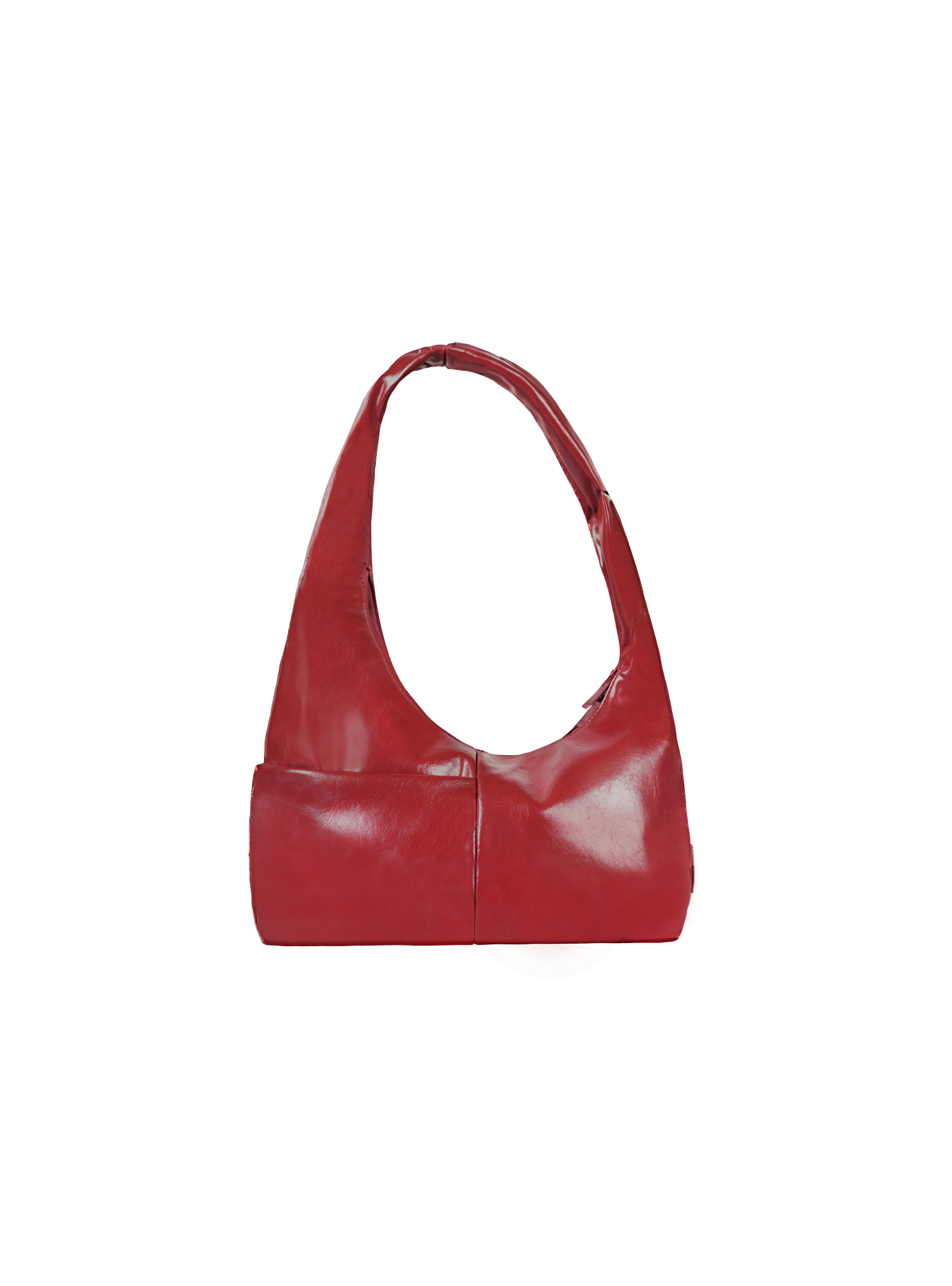 The Mini Arc slouchy hobo-style shoulder bag in red vegan leather with exterior pockets