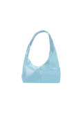 The Mini Arc slouchy hobo-style shoulder bag in pale blue vegan leather with exterior pockets
