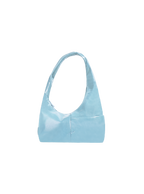 The Mini Arc slouchy hobo-style shoulder bag in pale blue vegan leather with exterior pockets