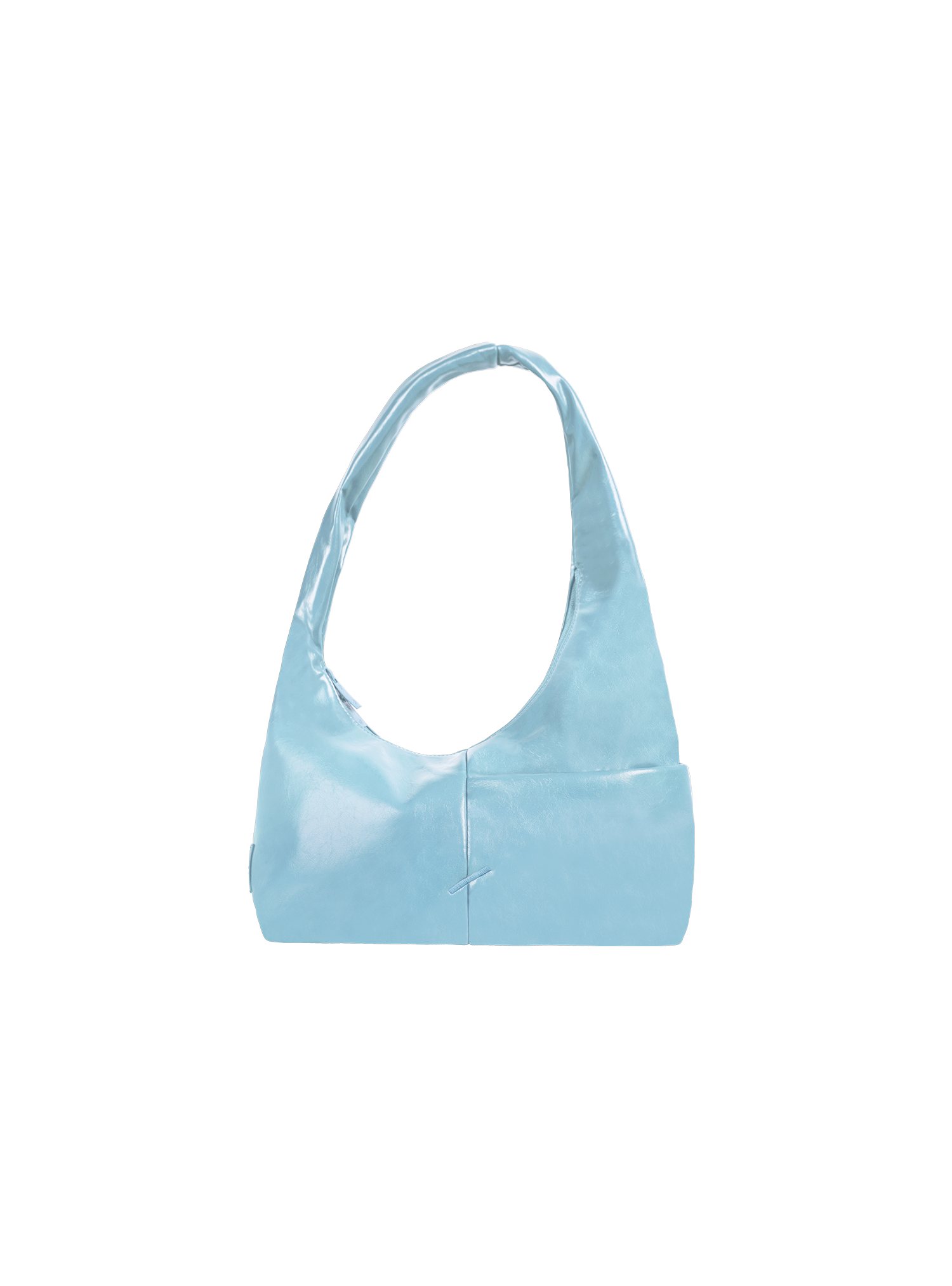 The Mini Arc slouchy hobo-style shoulder bag in pale blue vegan leather with exterior pockets