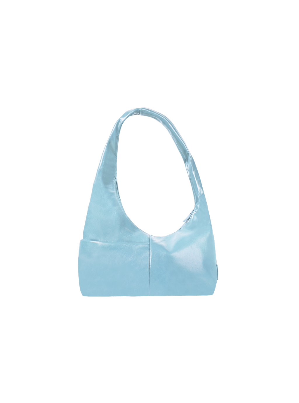 The Mini Arc slouchy hobo-style shoulder bag in pale blue vegan leather with exterior pockets