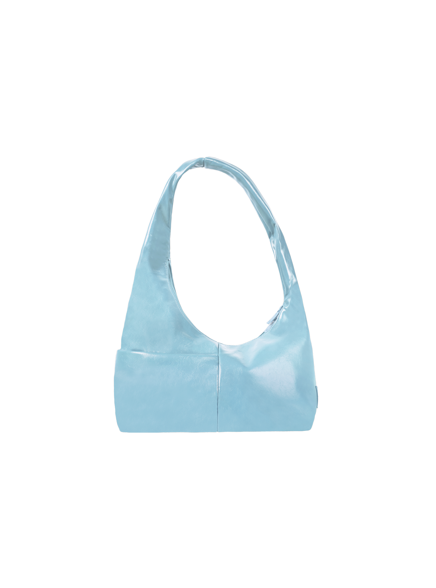 The Mini Arc slouchy hobo-style shoulder bag in pale blue vegan leather with exterior pockets