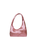 The Mini Arc slouchy hobo-style shoulder bag in metallic pink vegan leather with exterior pockets