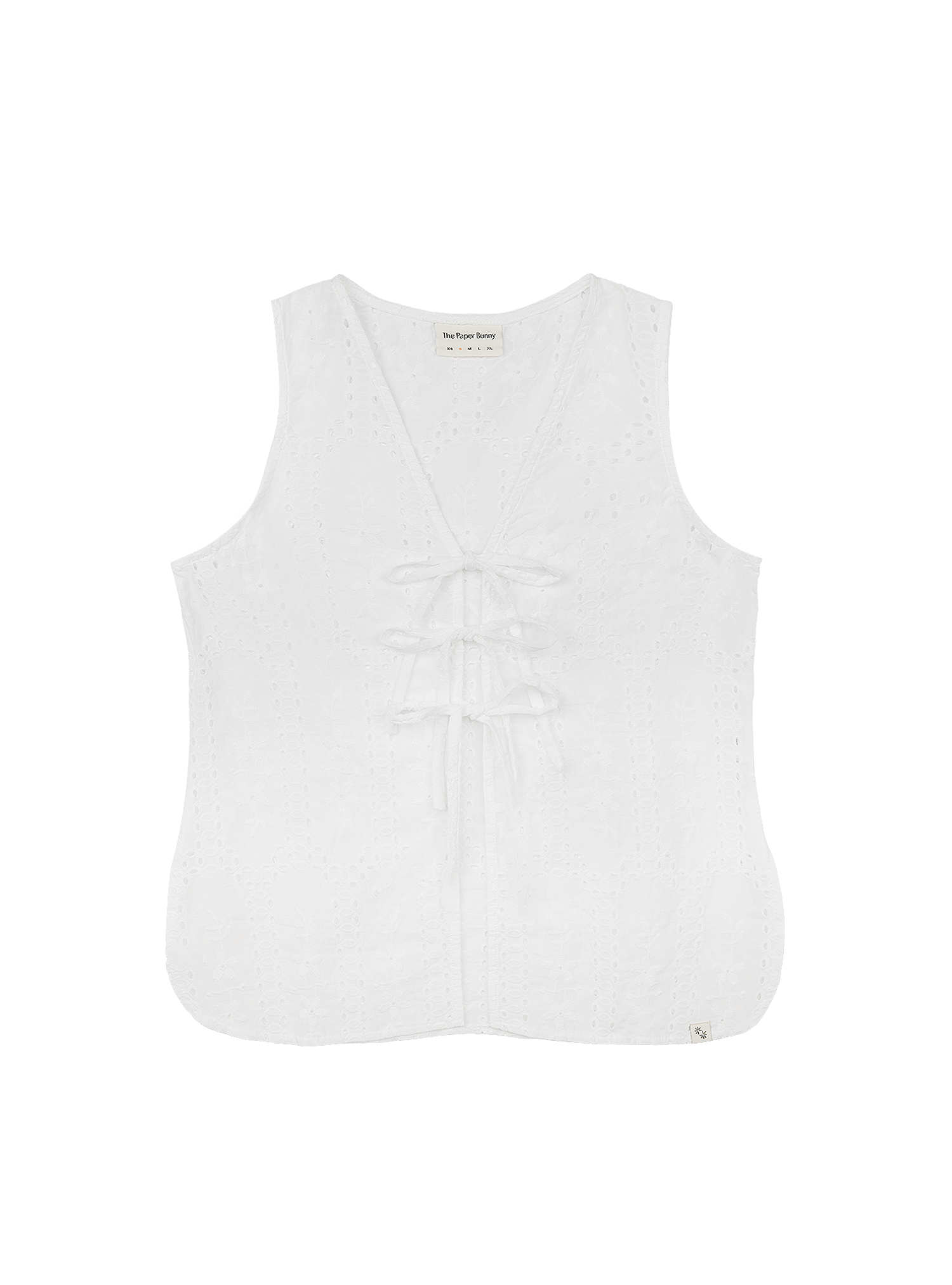 Relaxed Tie Vest (Broderie White)
