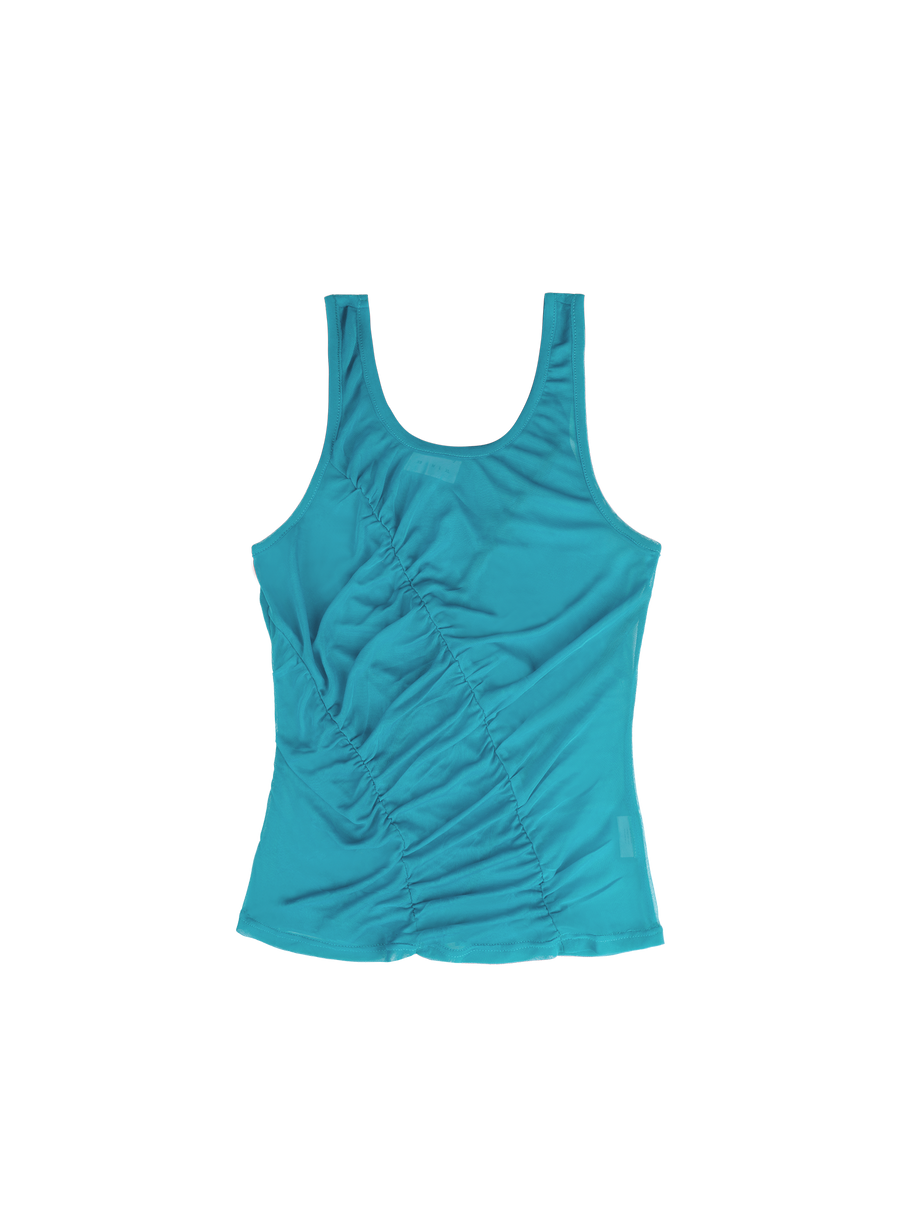 Sheer Ruched Tank (Electric)