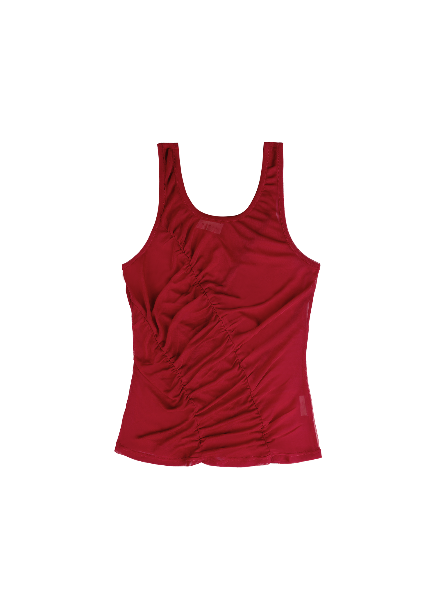 Sheer Ruched Tank (Ruby)