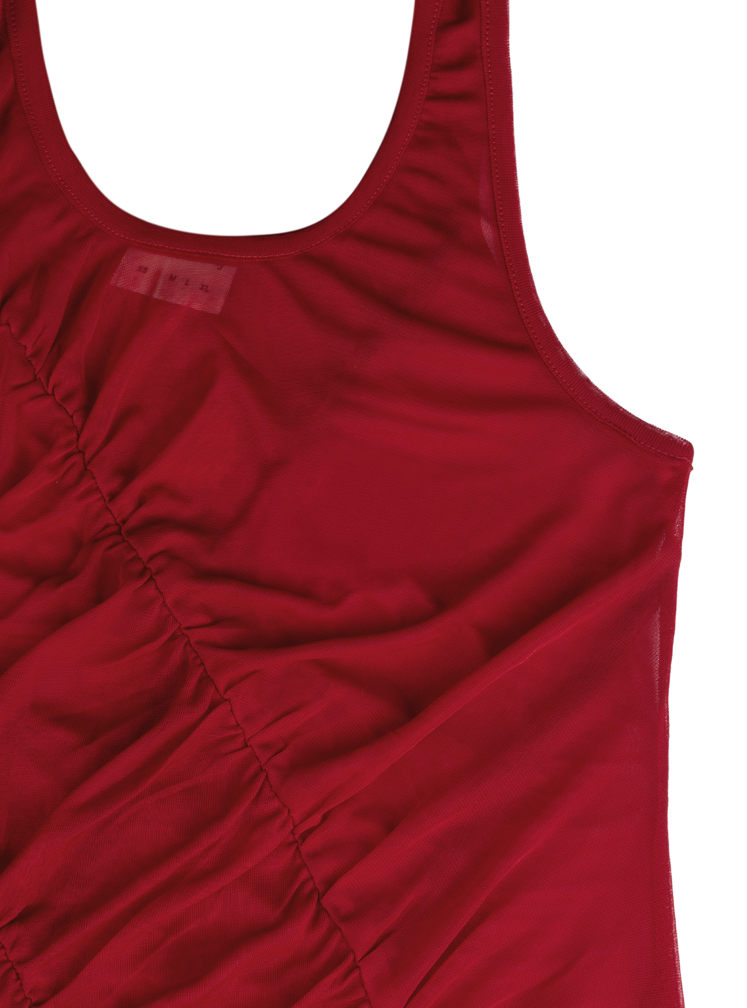 Sheer Ruched Tank (Ruby)
