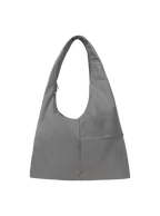 The Arc slouchy hobo-style bag in grey nylon with adjustable shoulder strap