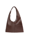 The Arc slouchy hobo-style bag in dark reddish brown matte vegan leather with adjustable shoulder strap